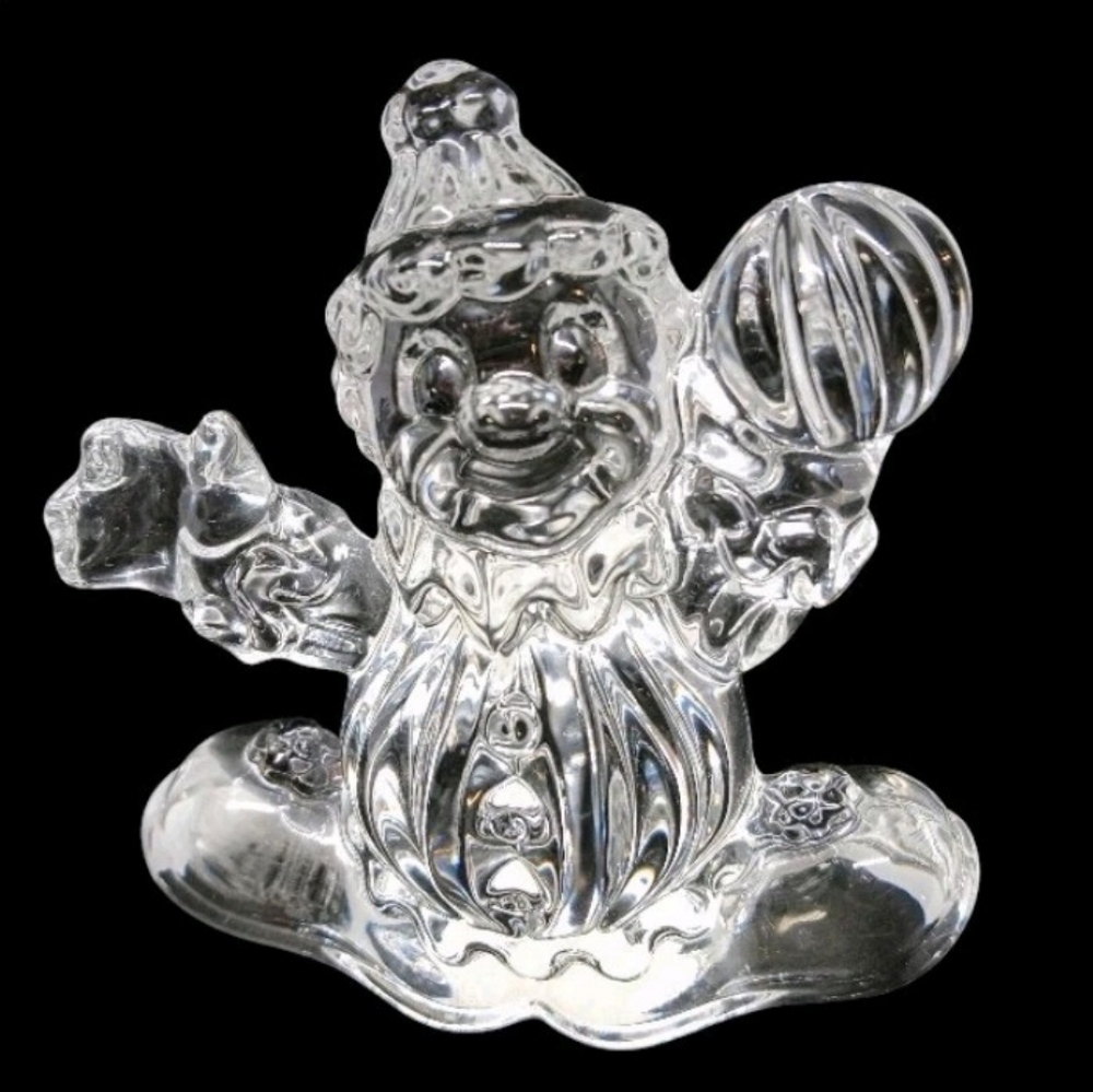 VTG Princess House 24% Lead Crystal CLANCY #841 Rocking Clown 3" Tall x 3"" Wide